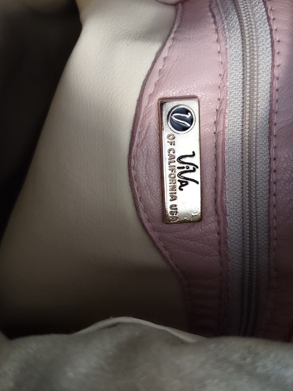 Blush Pink Viva Of California Leather Bucket Bag Pearl-Embellished Gold Flap - Picture 12 of 12